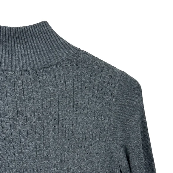 New TOMMY BAHAMA Sweater Dress Pickford Cable Knit Half-Zip Gray - Picture 5 of 6